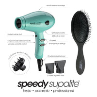 Speedy Supalite Ceramic Hair Dryer & Brush Pack Tiffany Blue
