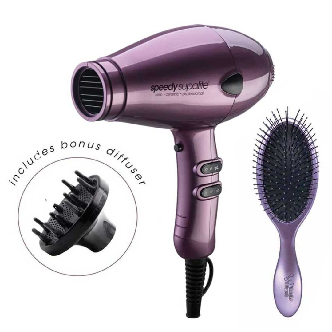Speedy Supalite Ceramic Hair Dryer & Brush Pack Purple