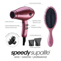Speedy Supalite Ceramic Hair Dryer & Brush Pack Blush