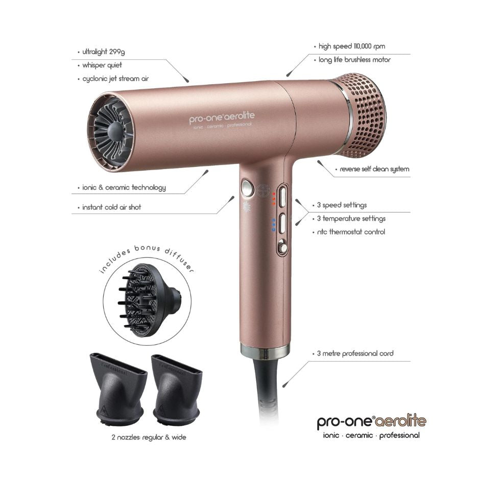 Pro-One Aerolite Hair Dryer Gold