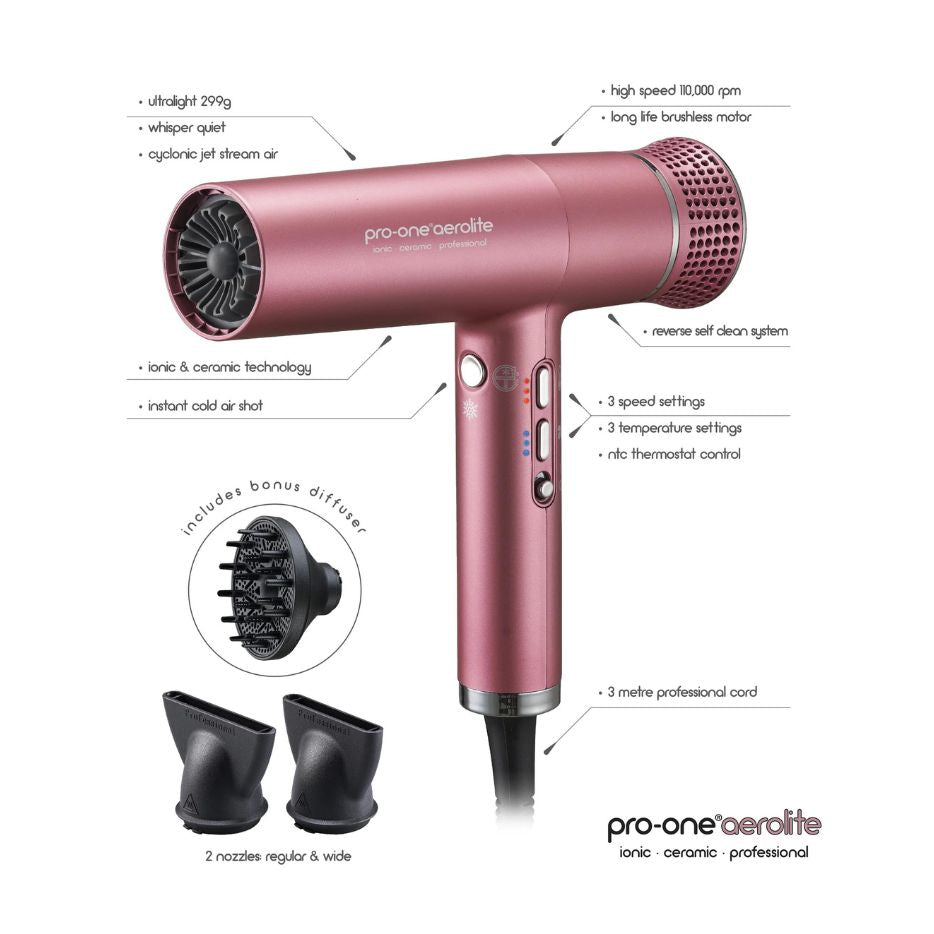 Pro-One Aerolite Hair Dryer Blush