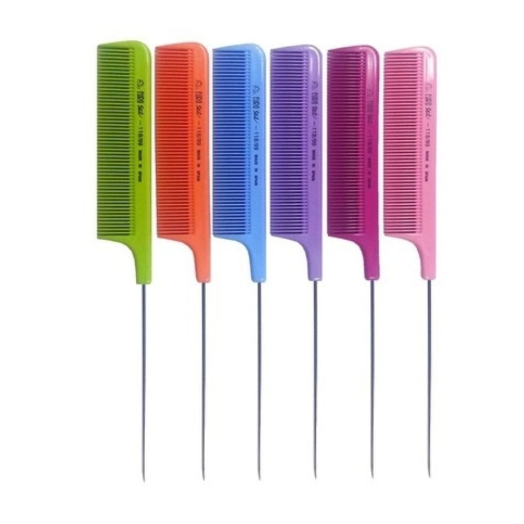 Eurostil Metal Tail Comb Assorted Colours One Piece