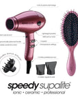 Speedy Supalite Ceramic Hair Dryer & Brush Pack Blush