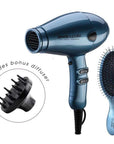 Speedy Supalite Ceramic Hair Dryer & Brush Pack Steel Blue