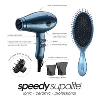 Speedy Supalite Ceramic Hair Dryer & Brush Pack Steel Blue
