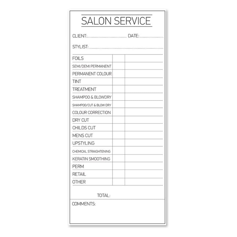 Salon Docket Pad 100 Pieces