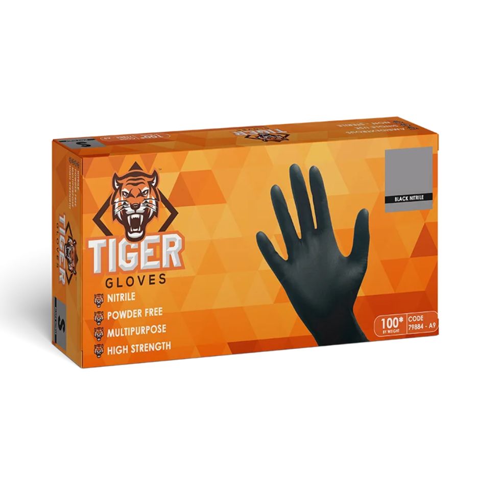 Tiger Black Nitrile Gloves 100 Pack
