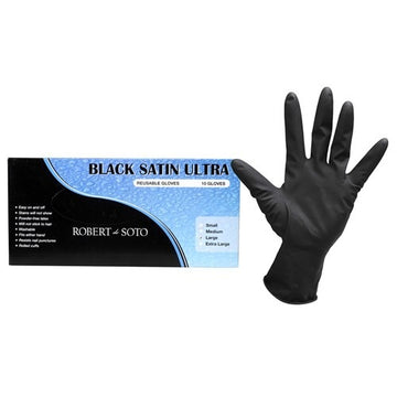 Robert de Soto Black Satin Ultra Reusable Gloves 10 pack